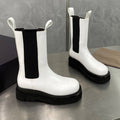BOTTEGA VENETA LUG CHELSEA BOOT IN WHITE CALFSKIN