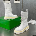 BOTTEGA VENETA LUG LACE-UP BOOT IN WHITE CALFSKIN 7 CM