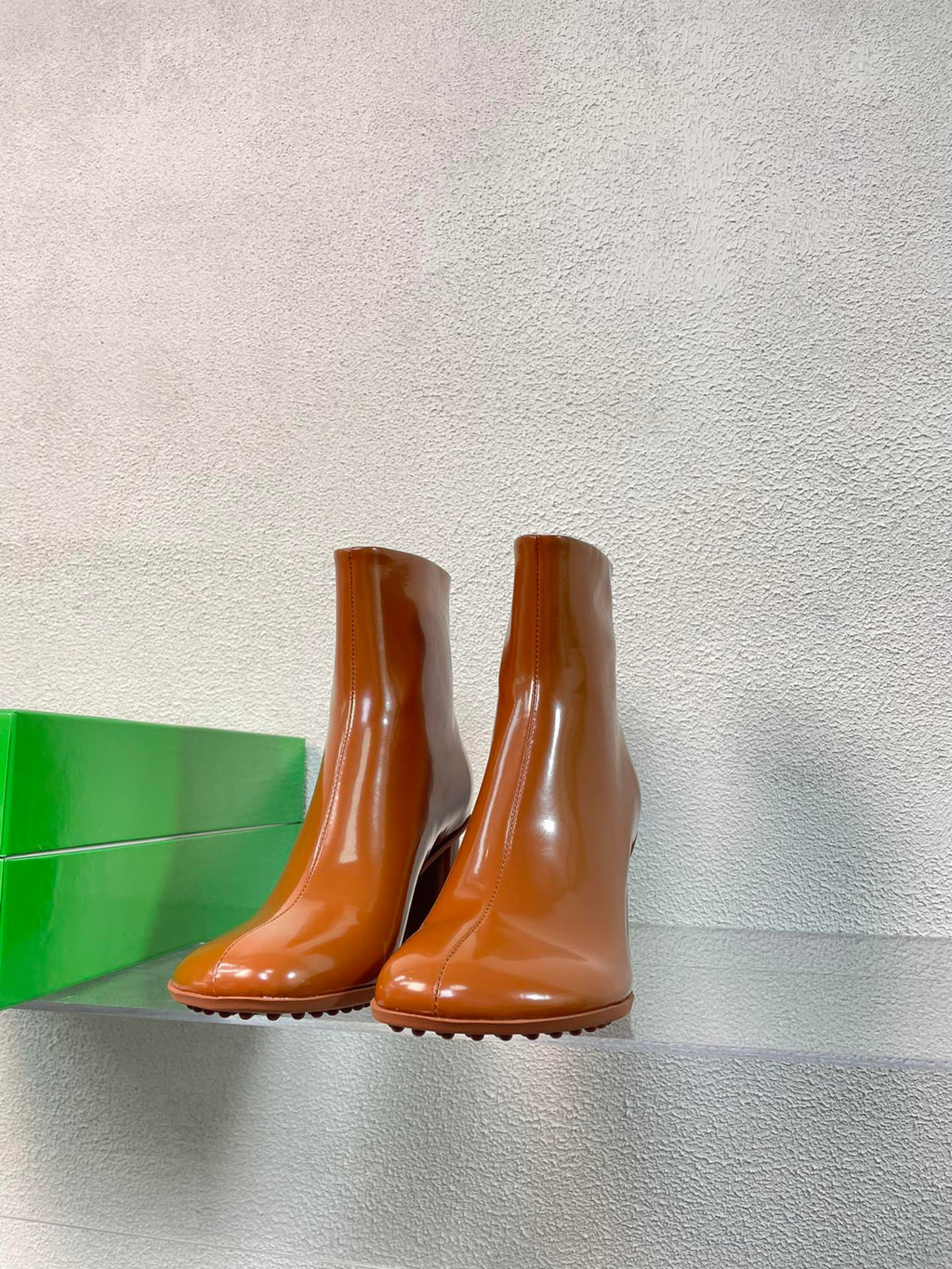 BOTTEGA VENETA ATOMIC ANKLE BOOT IN BRONZE BROWN CALFSKIN 75 MM