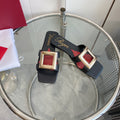 VIV' BY THE SEA LOVE METAL MULES IN BLACK CALFSKIN GOLD BUCKLE