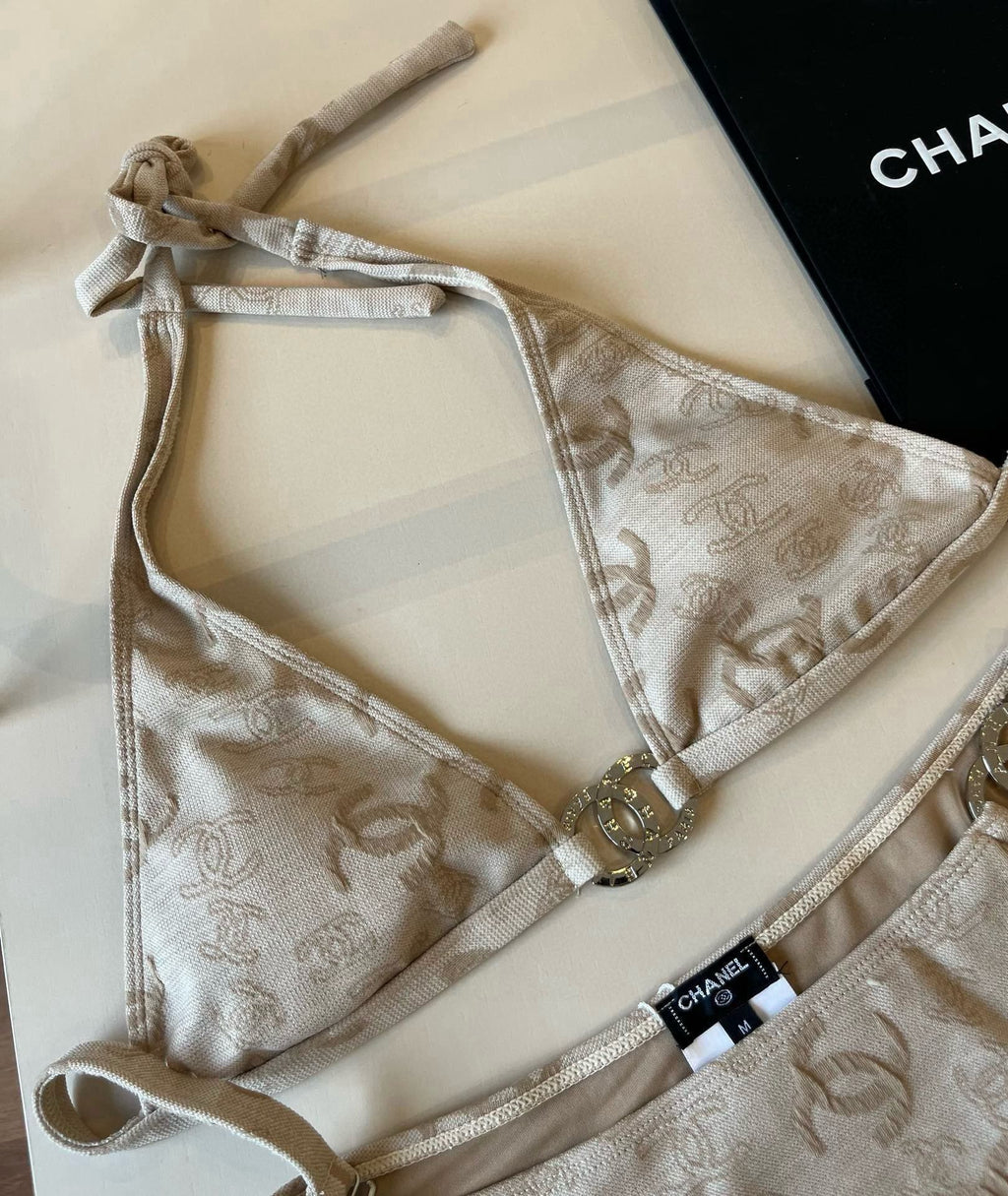 CHANEL SWIMSUIT IN NUDE EMBROIDERED LOGO 604223