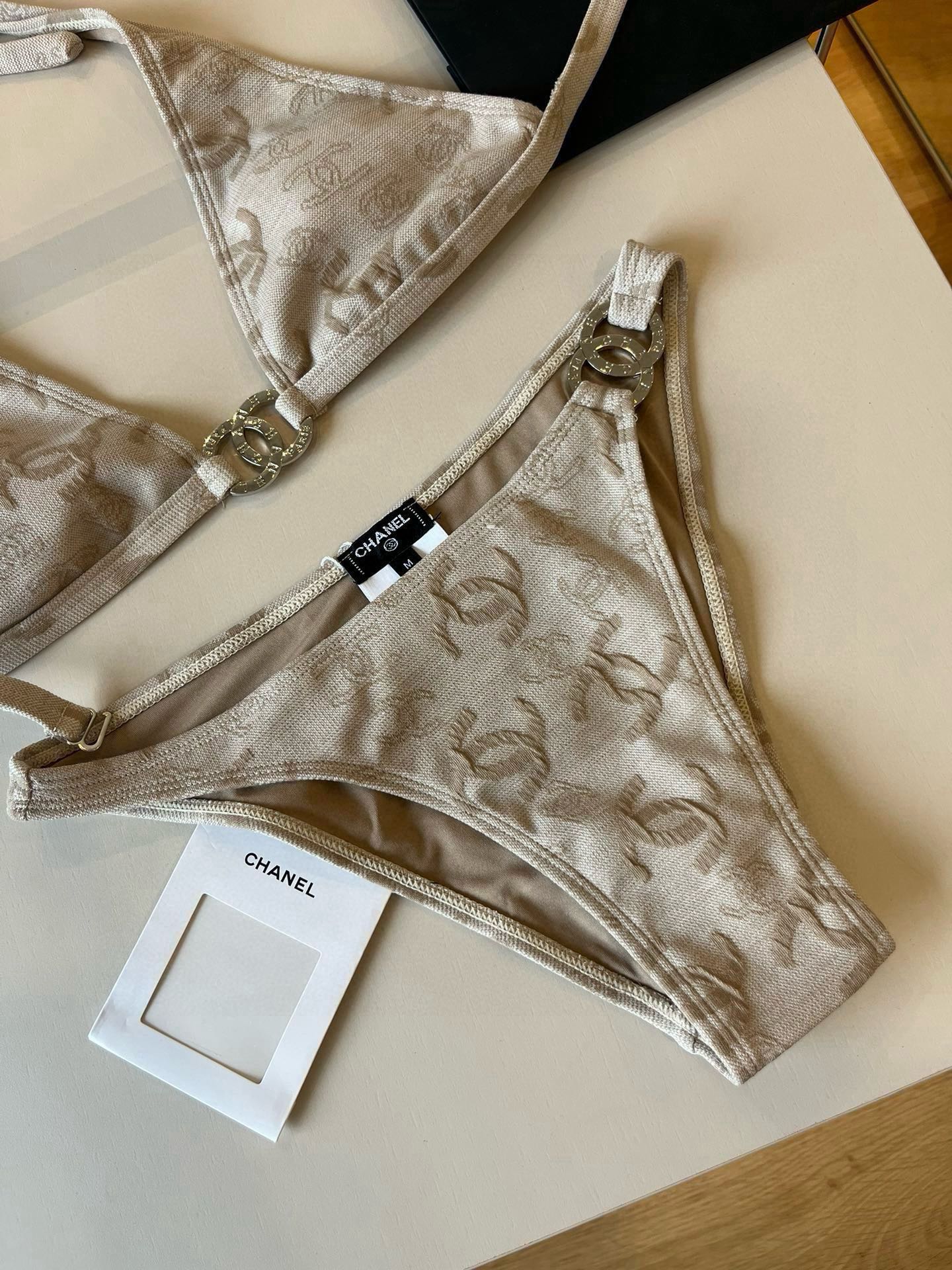 CHANEL SWIMSUIT IN NUDE EMBROIDERED LOGO 604223