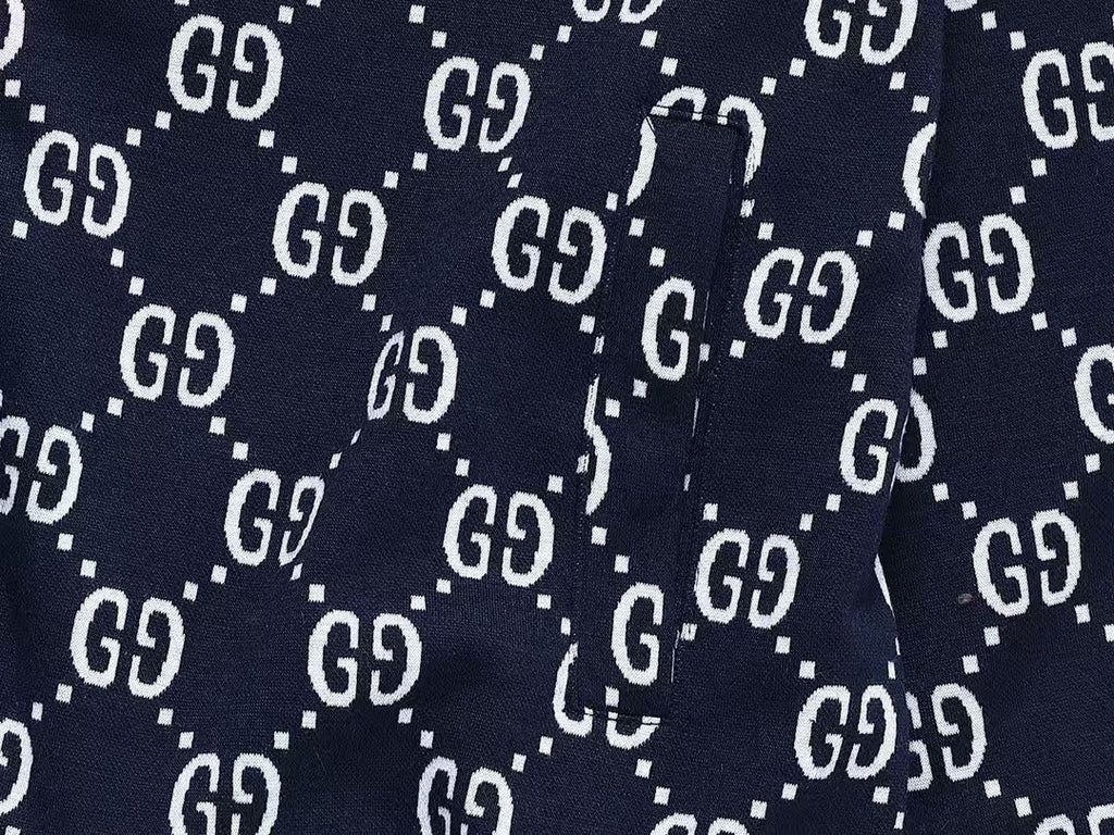 GUCCI ZIP-UP KNITTED JACKET IN NAVY BLUE