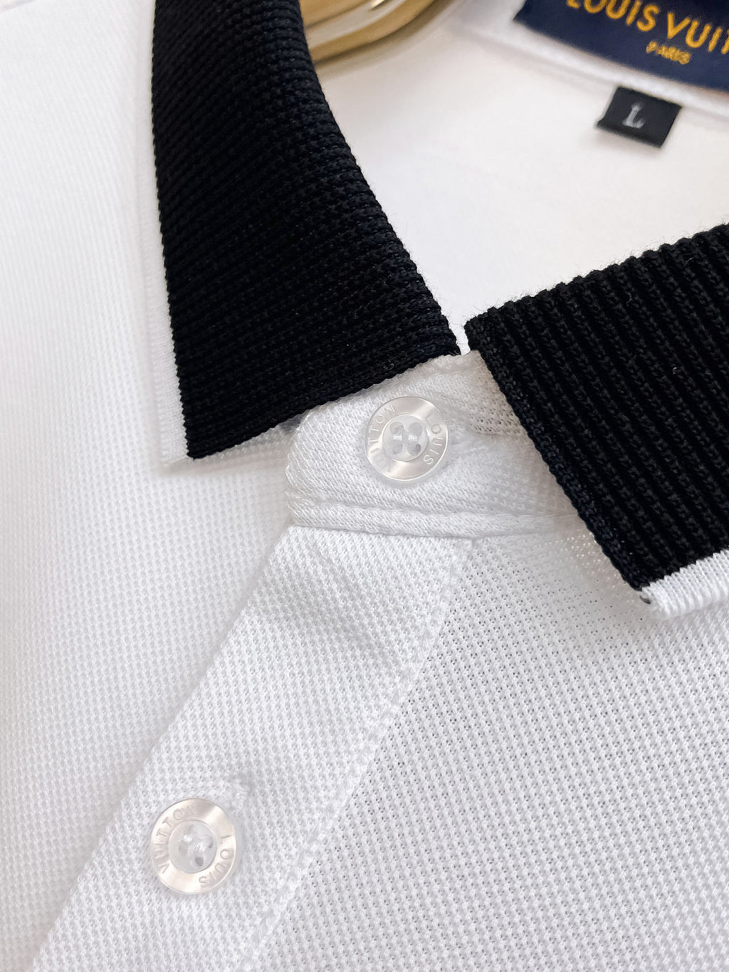 LOUIS VUITTON LV POLO WHITE AND BLACK TRIM LONG-STAPLE COTTON 238771