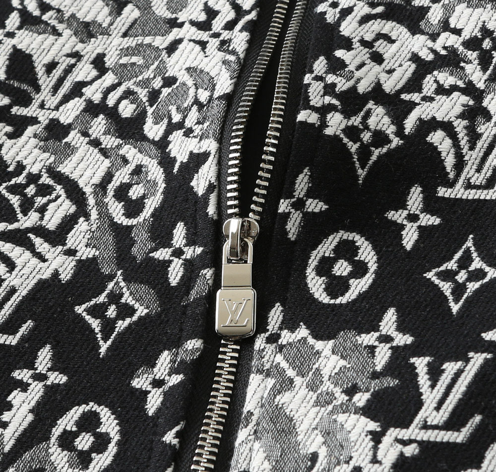 LOUIS VUITTON LV SHIRT JACKET IN BLACK MIX WHITE MONOGRAM JACQUARD FABRIC 238989