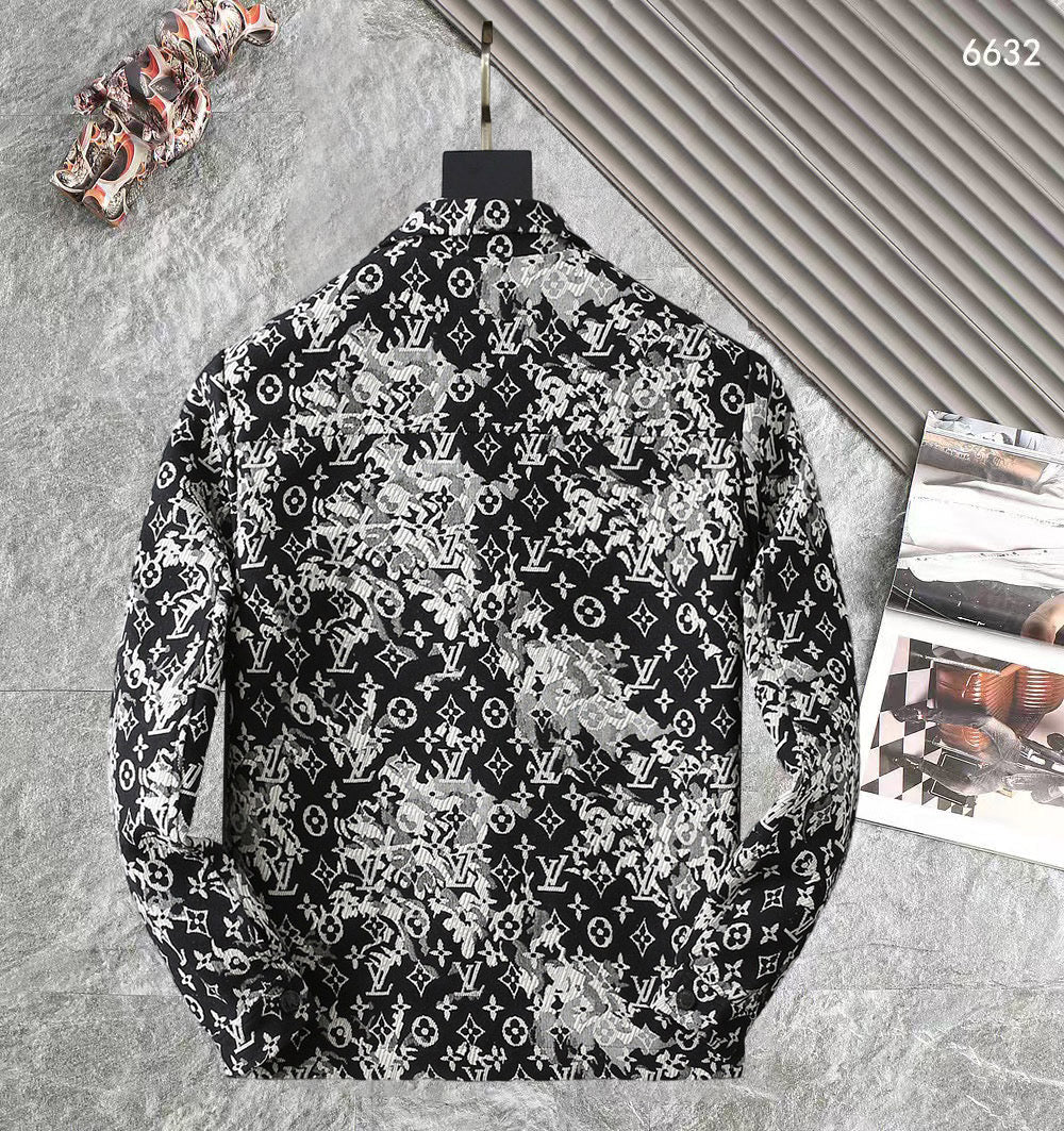 LOUIS VUITTON LV SHIRT JACKET IN BLACK MIX WHITE MONOGRAM JACQUARD FABRIC 238989