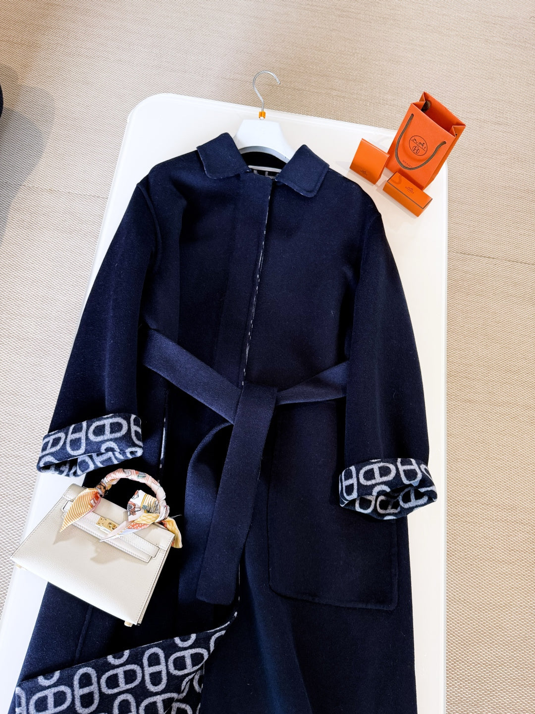 HERMES HERMES 25S BELTED CASERE PEACOAT 269