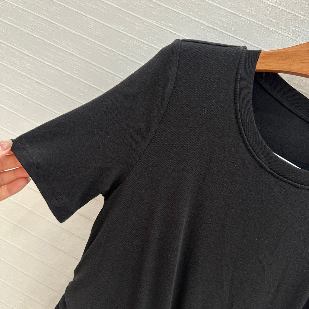 Loewe 25 Knotted Short-sleeved Dress Black Viscose
