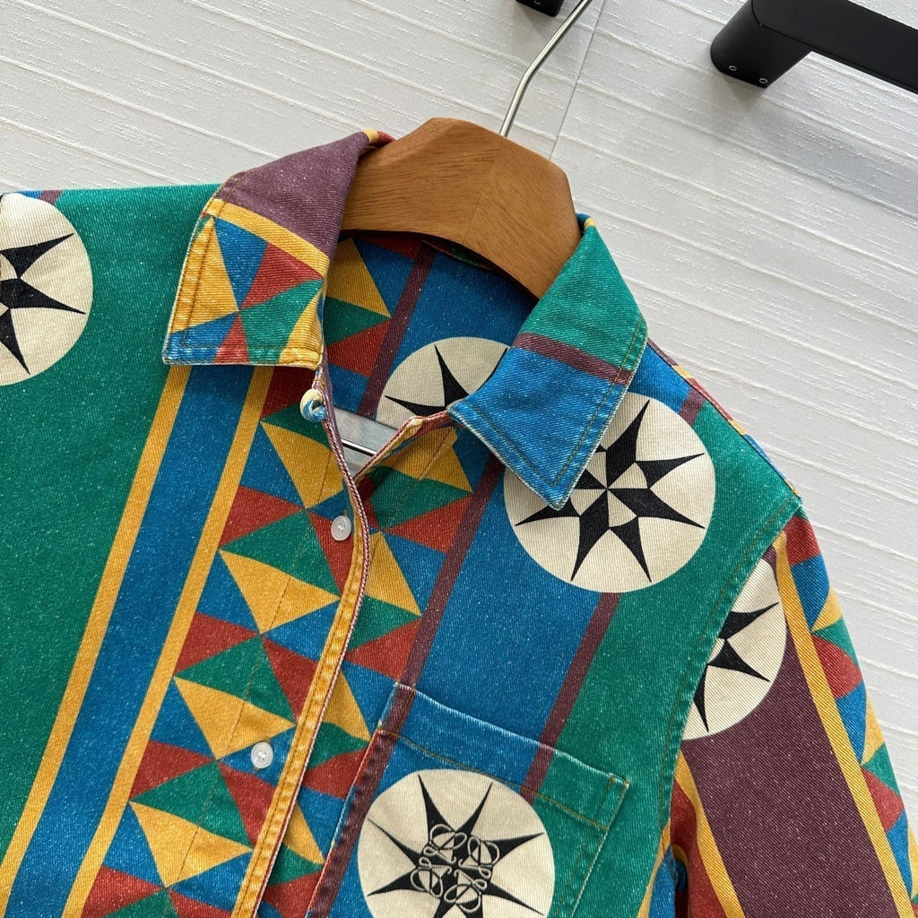 Loewe Short-sleeved Denim Shirt Multicolor Cotton