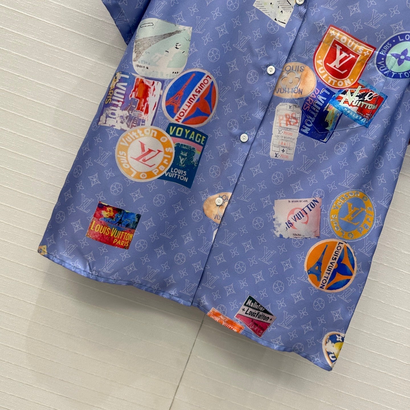 LOUIS VUITTON LV SHORT-SLEEVE PRINTED SILK BLOUSE 268222