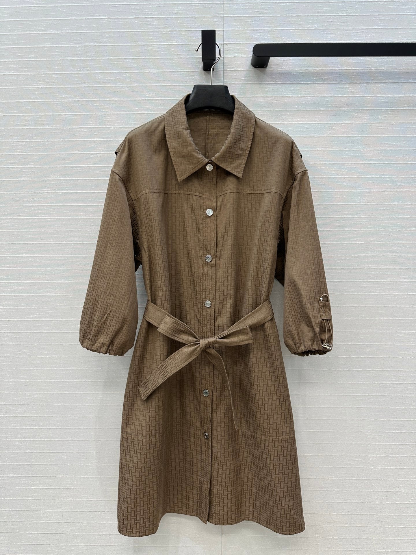 HERMES HERMES JACQUARD SHIRT DRESS WITH TIE NECK 276147