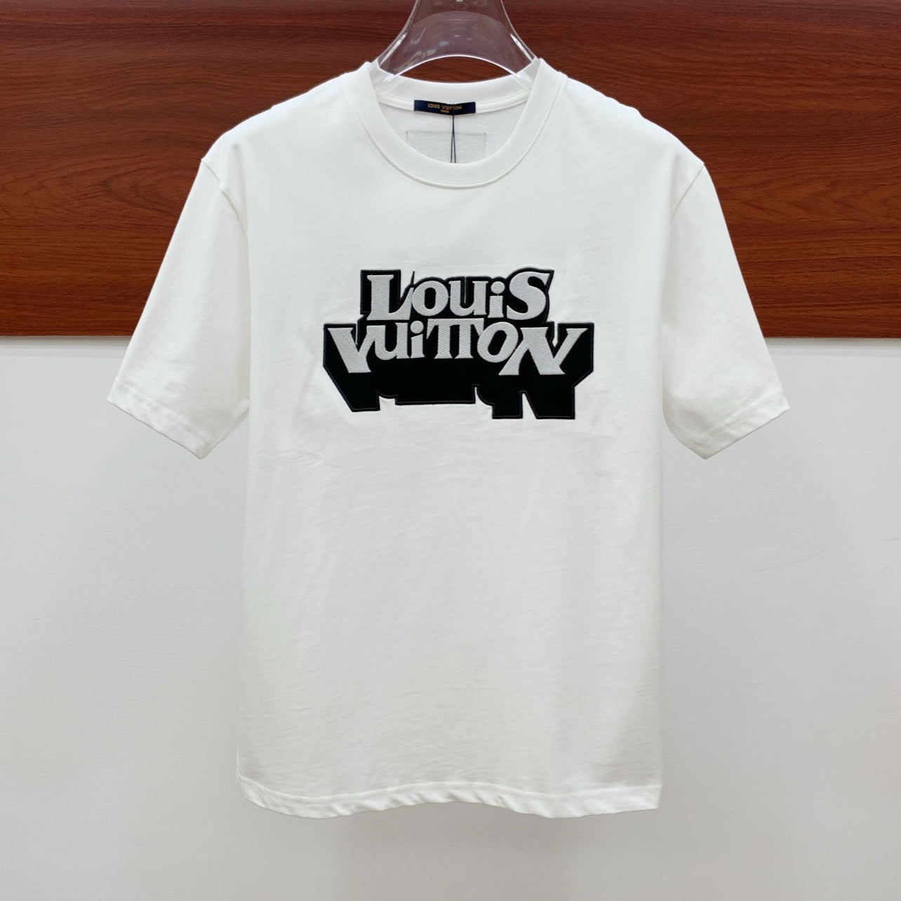LOUIS VUITTON LV T-SHIRT EMBROIDERED LOGO IN WHITE COTTON 238878