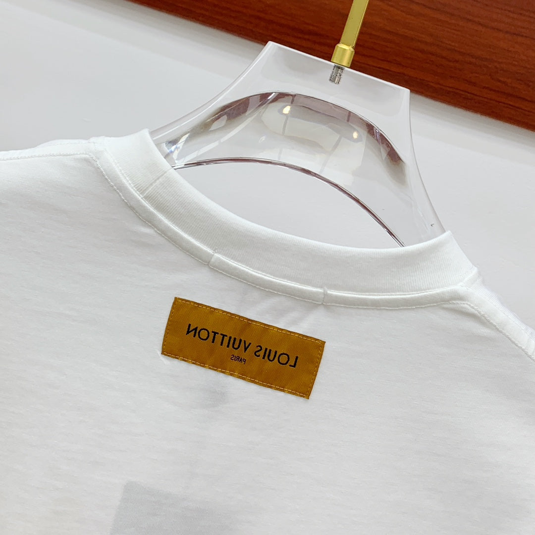LOUIS VUITTON LV T-SHIRT IN WHITE PURE COTTON CLASSIC LOGO PATTERN 238880