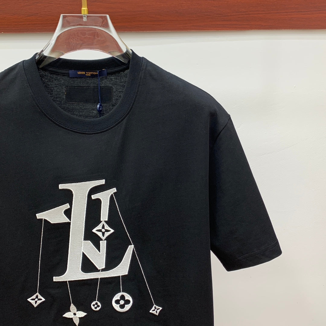 LOUIS VUITTON LV T-SHIRT IN BLACK COTTON STYLIZED LOGO 238873