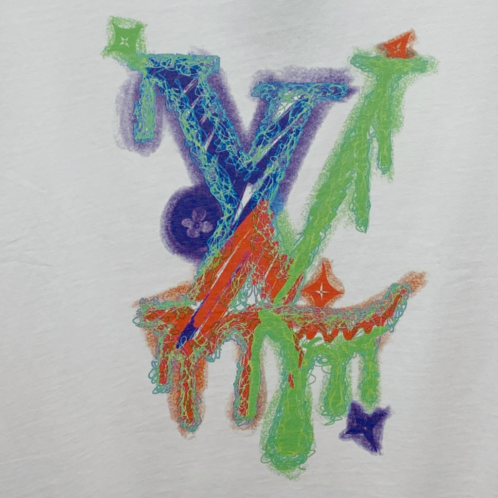 LOUIS VUITTON LV T-SHIRT STYLIZED LOGO IN WHITE COTTON 238874