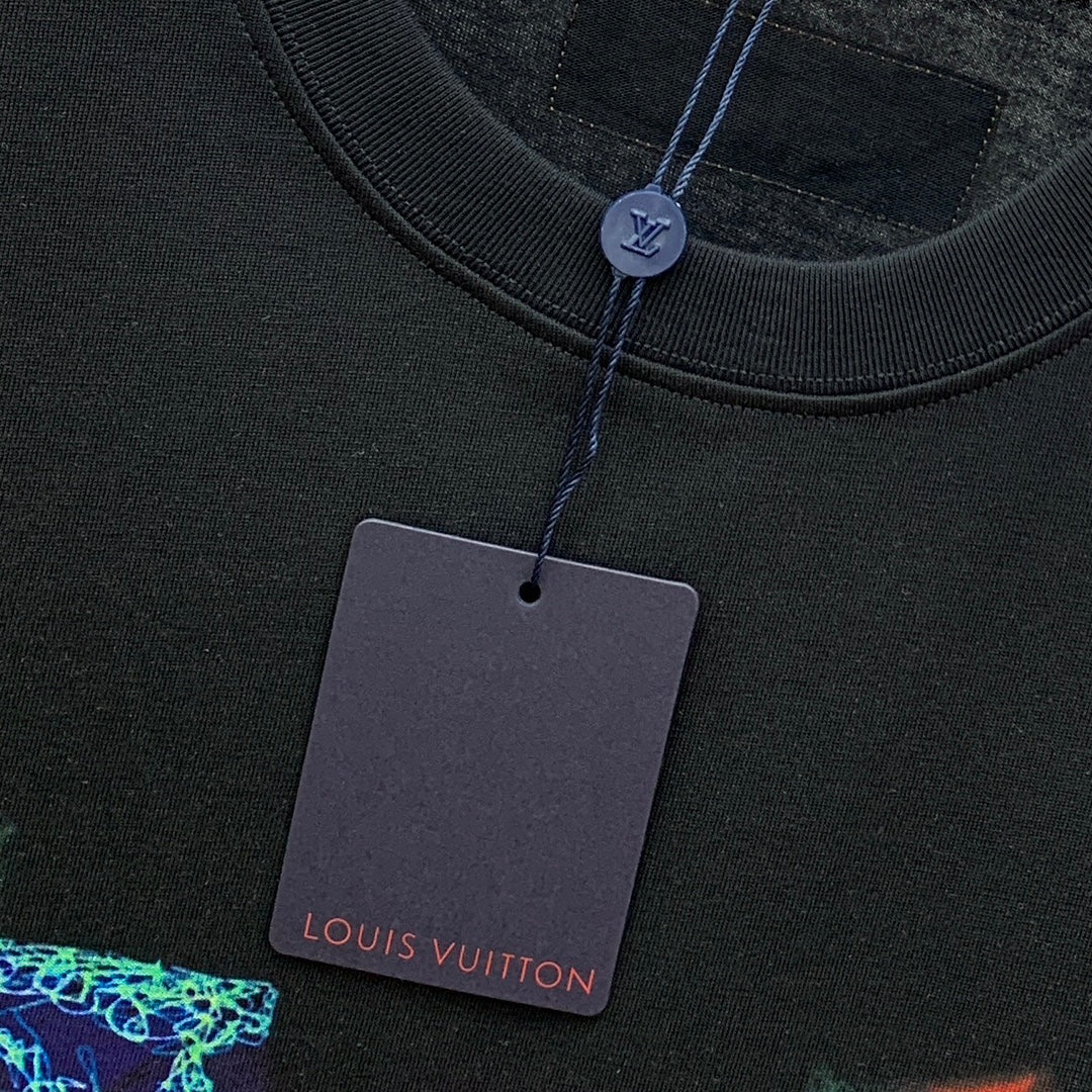 LOUIS VUITTON LV T-SHIRT STYLIZED LOGO IN BLACK COTTON 238875