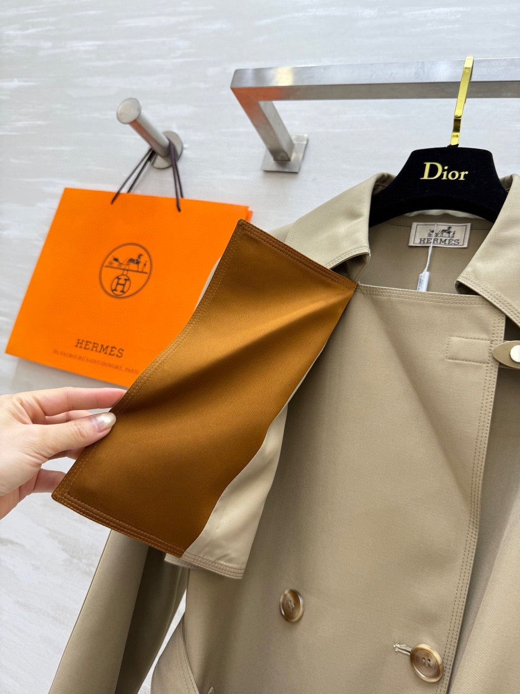 HERMES HERMES 25S LONG WINDBREAKER 527284