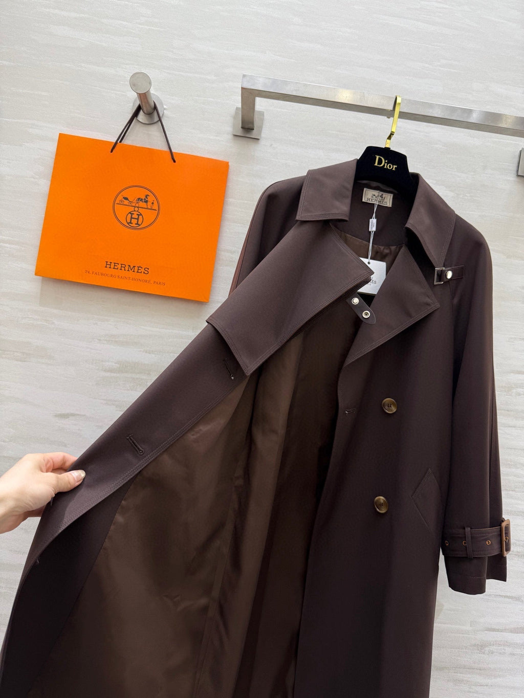 HERMES HERMES 25S LONG WINDBREAKER 527670
