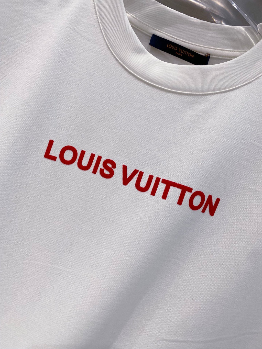 LOUIS VUITTON LV T-SHIRT IN WHITE COTTON RED LOGO 238834
