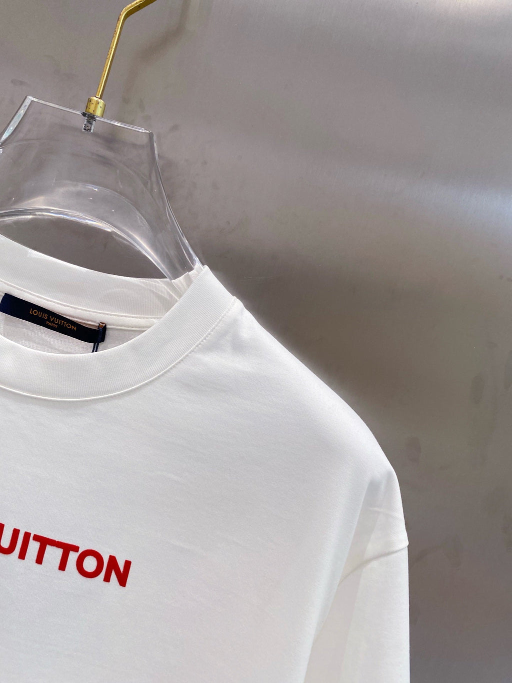 LOUIS VUITTON LV T-SHIRT IN WHITE COTTON RED LOGO 238834
