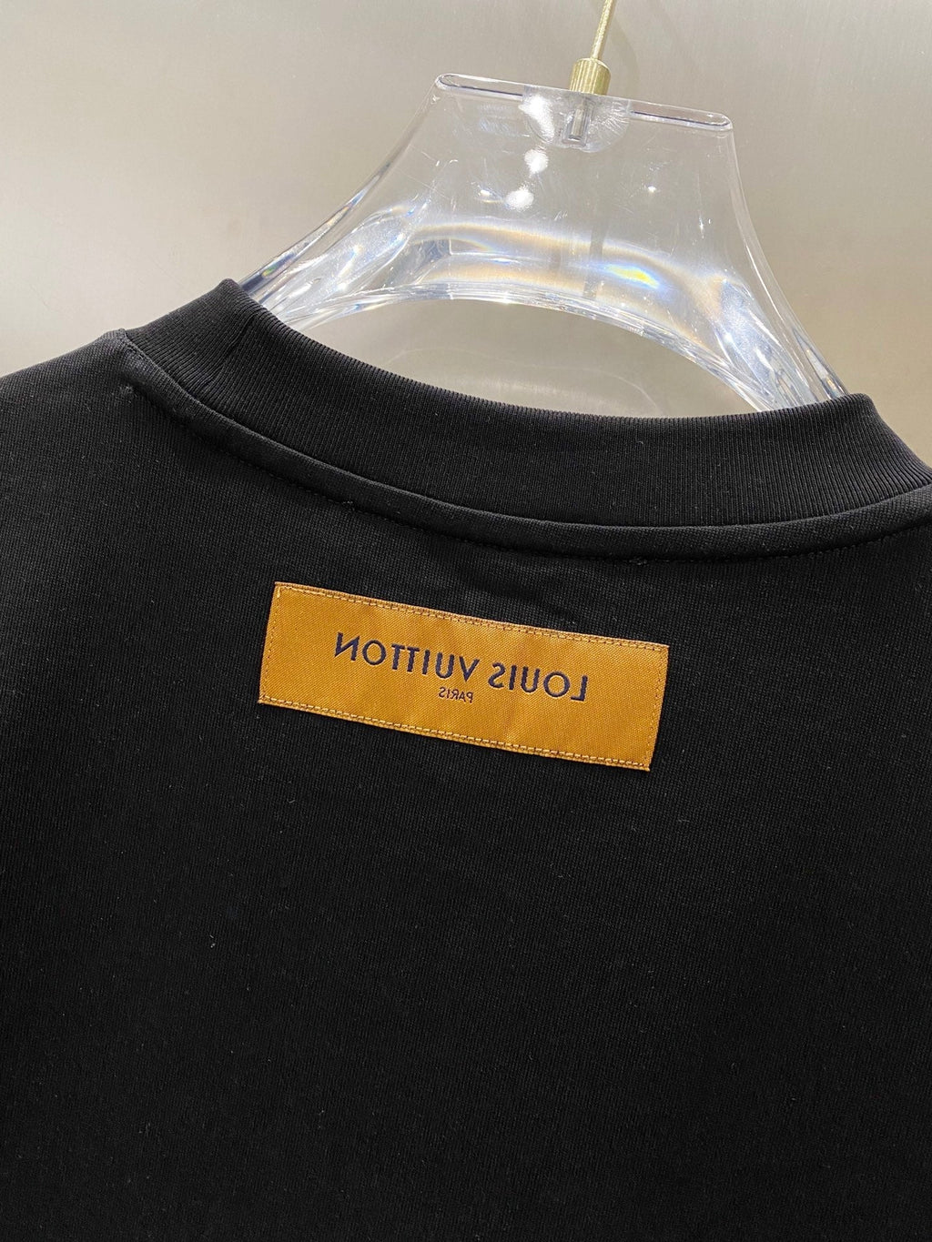 LOUIS VUITTON LV T-SHIRT IN BLACK COTTON BLUE LOGO PRINT 238836