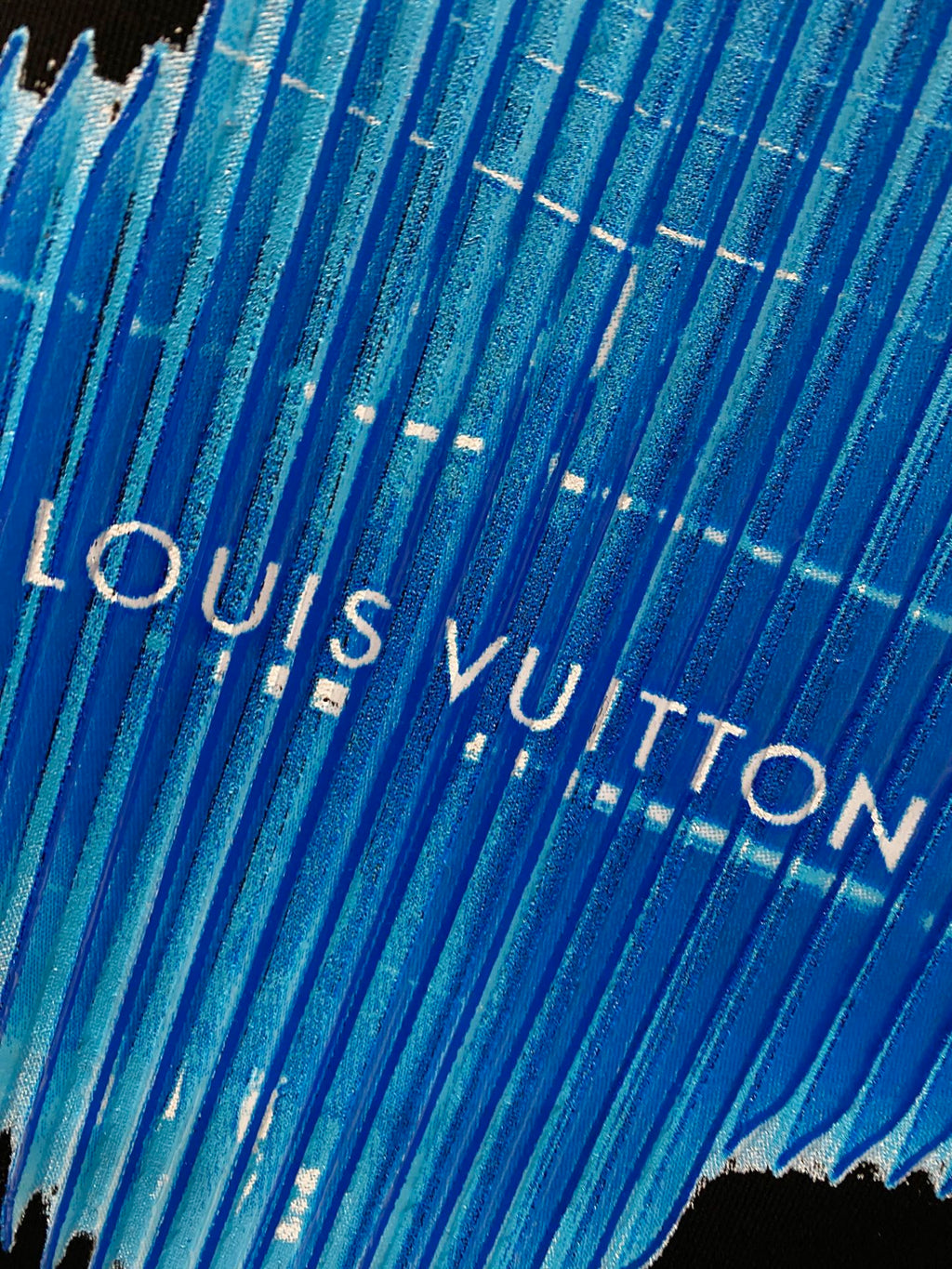 LOUIS VUITTON LV T-SHIRT IN BLACK COTTON BLUE LOGO PRINT 238836