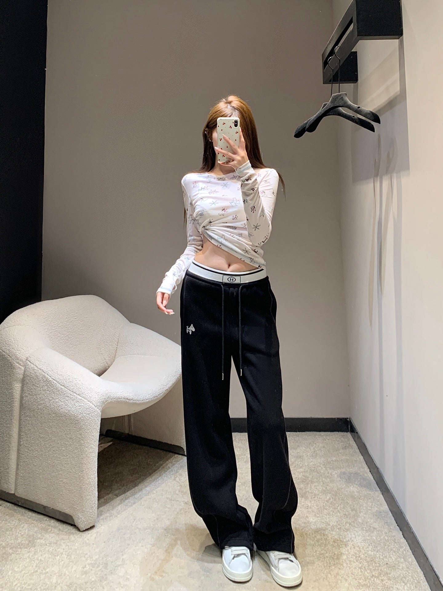 HERMES 25S FLEECE-LINED WIDE-LEG PANTS 442