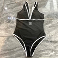 CHANEL BIKINI SWIMSUIT SET IN BLACK AND WHITE TRIM 613725