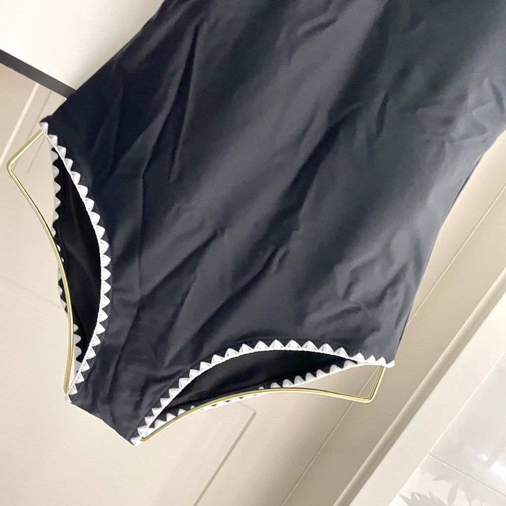 CHANEL BIKINI SWIMSUIT SET IN BLACK AND WHITE TRIM 622173