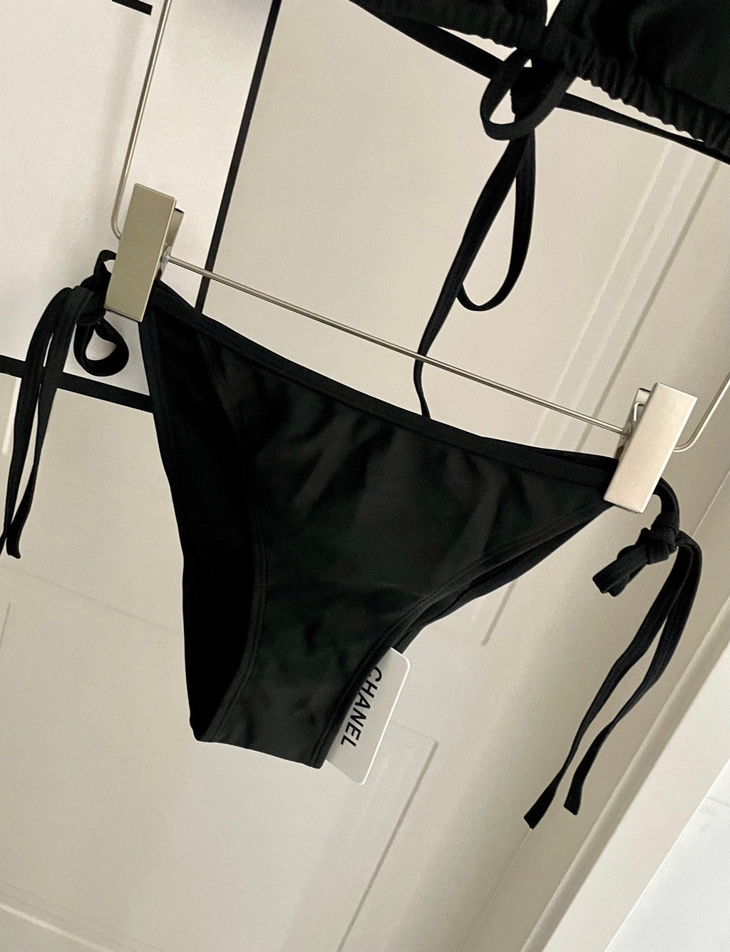 CHANEL BIKINI SWIMSUIT SET IN BLACK EMBROIDERED LOGO 624564