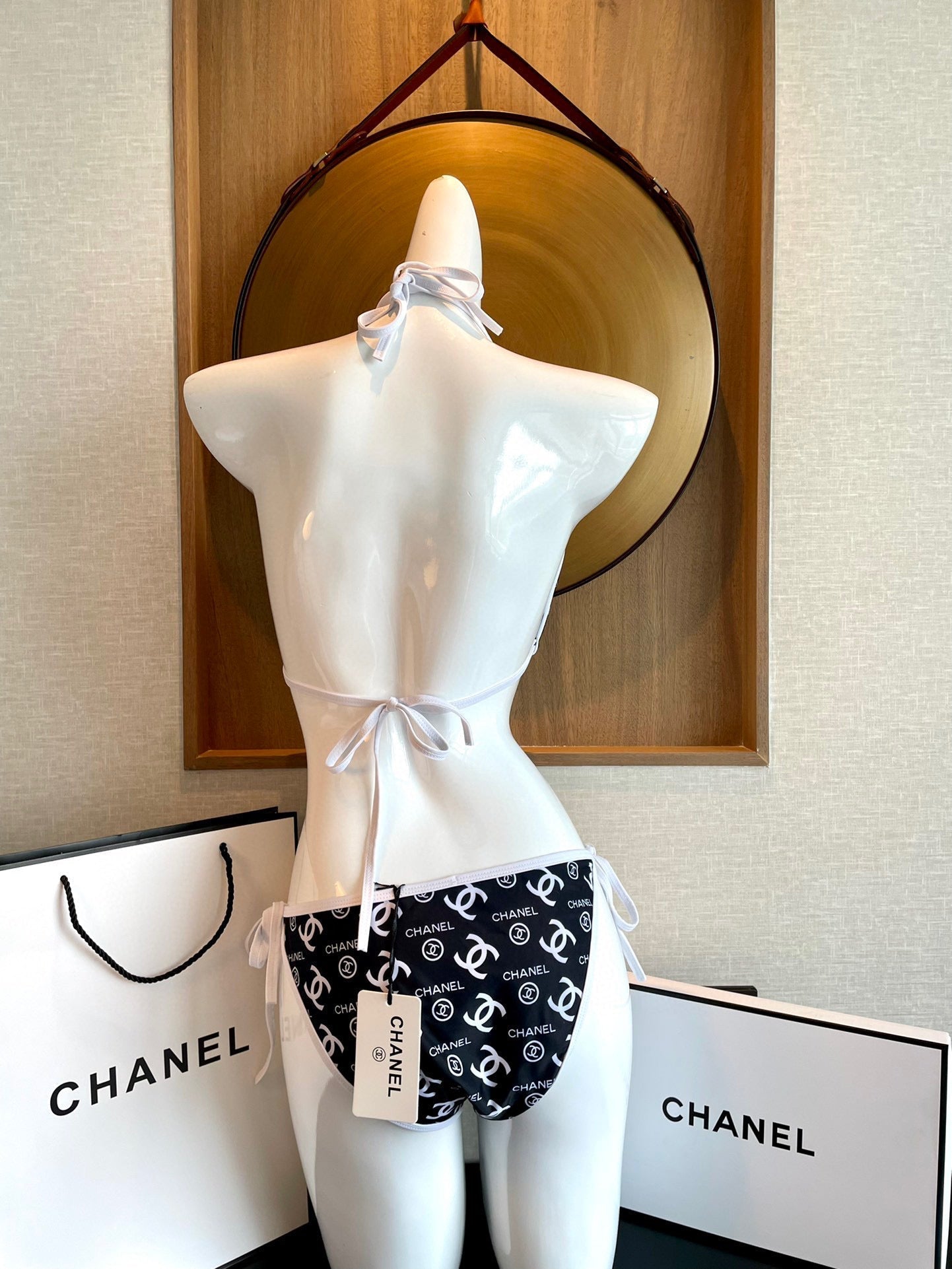 CHANEL BIKINI SWIMSUIT IN BLACK AND WHITE AND PRINTED 627825