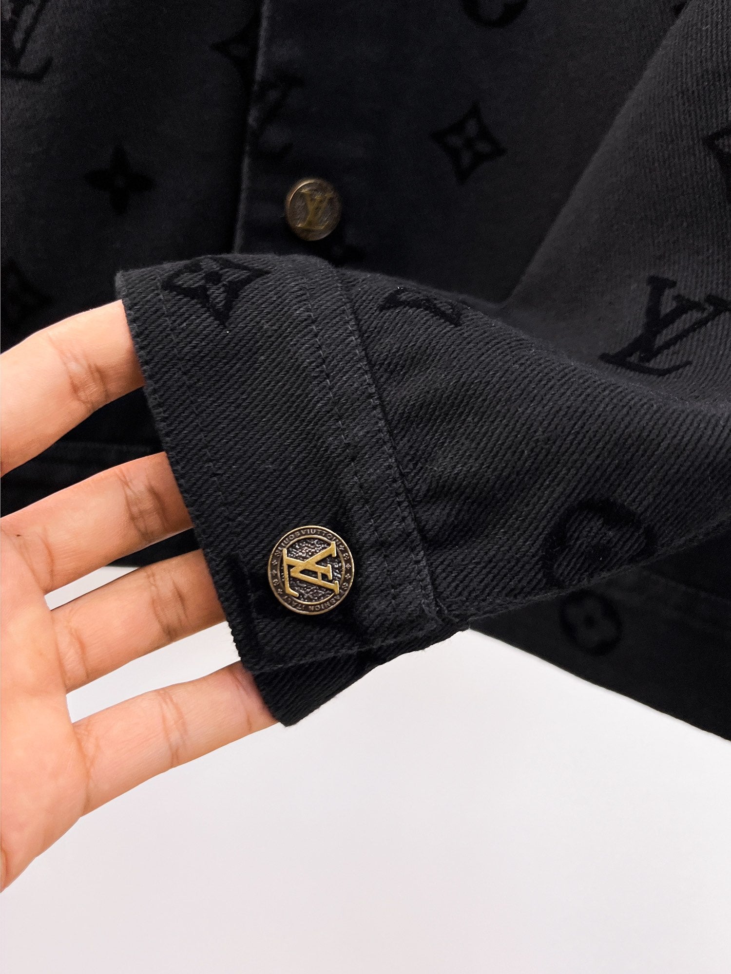 LOUIS VUITTON LV BLACK MONOGRAM DENIM JACKET 239525
