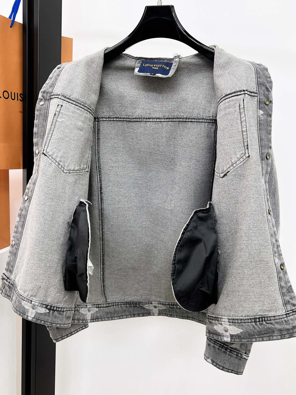 LOUIS VUITTON LV ASH GRAY MONOGRAM DENIM JACKET 239524