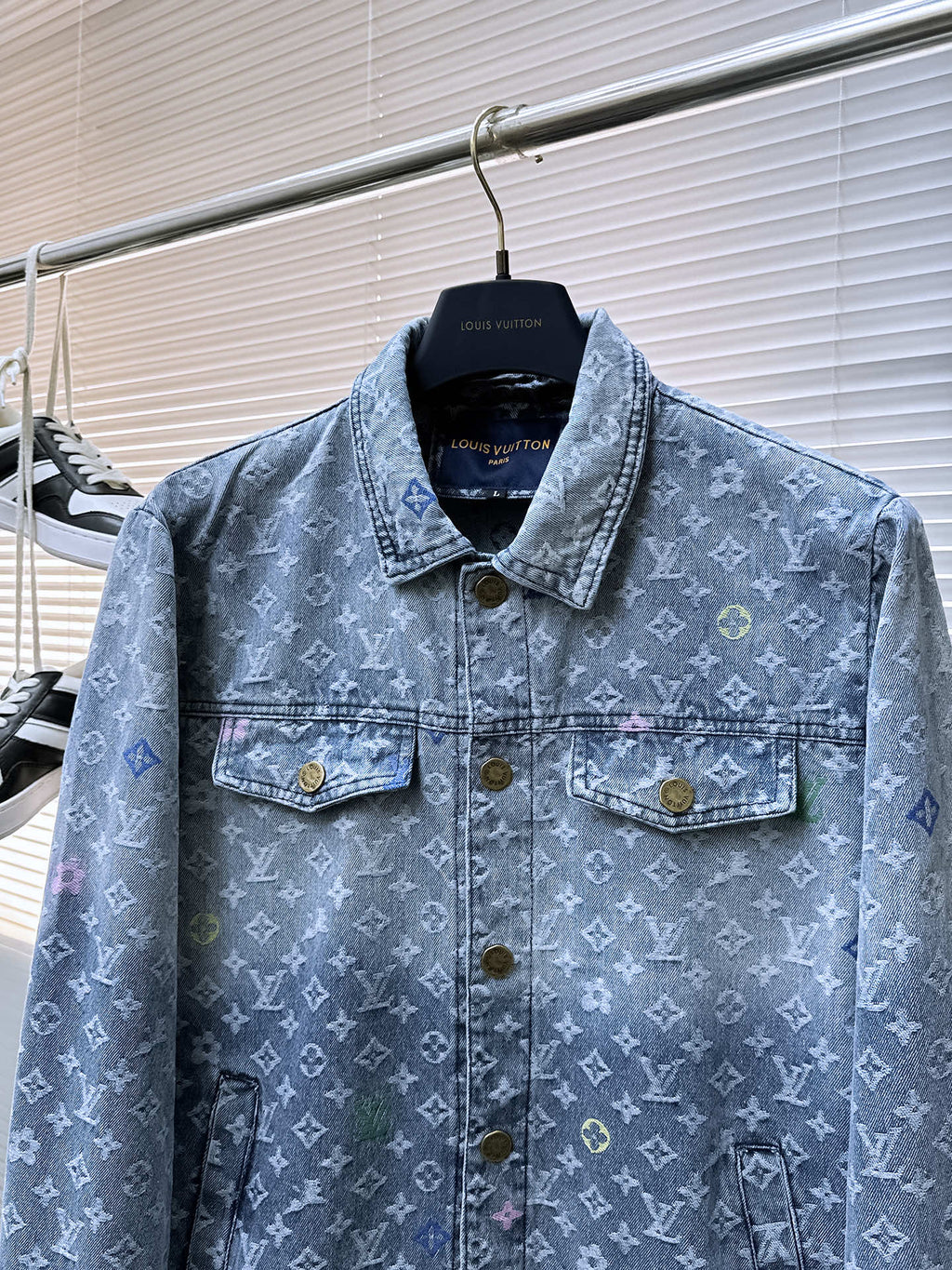 LOUIS VUITTON LV SHIRT JACKET IN LIGHT BLUE MONOGRAM CRAGGY DENIM 239125