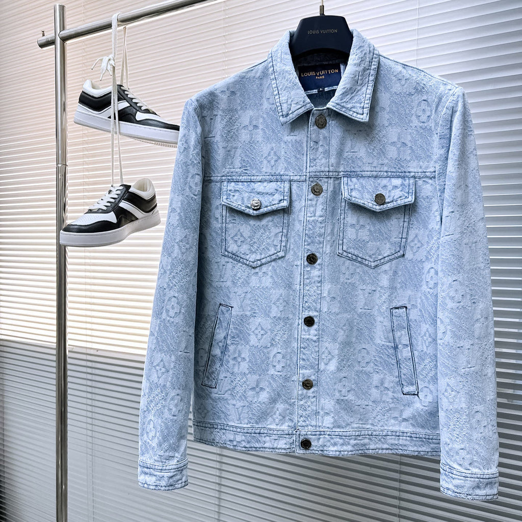 LOUIS VUITTON LV SHIRT JACKET IN LIGHT BLUE MONOGRAM MIX DAMIER DENIM 239121