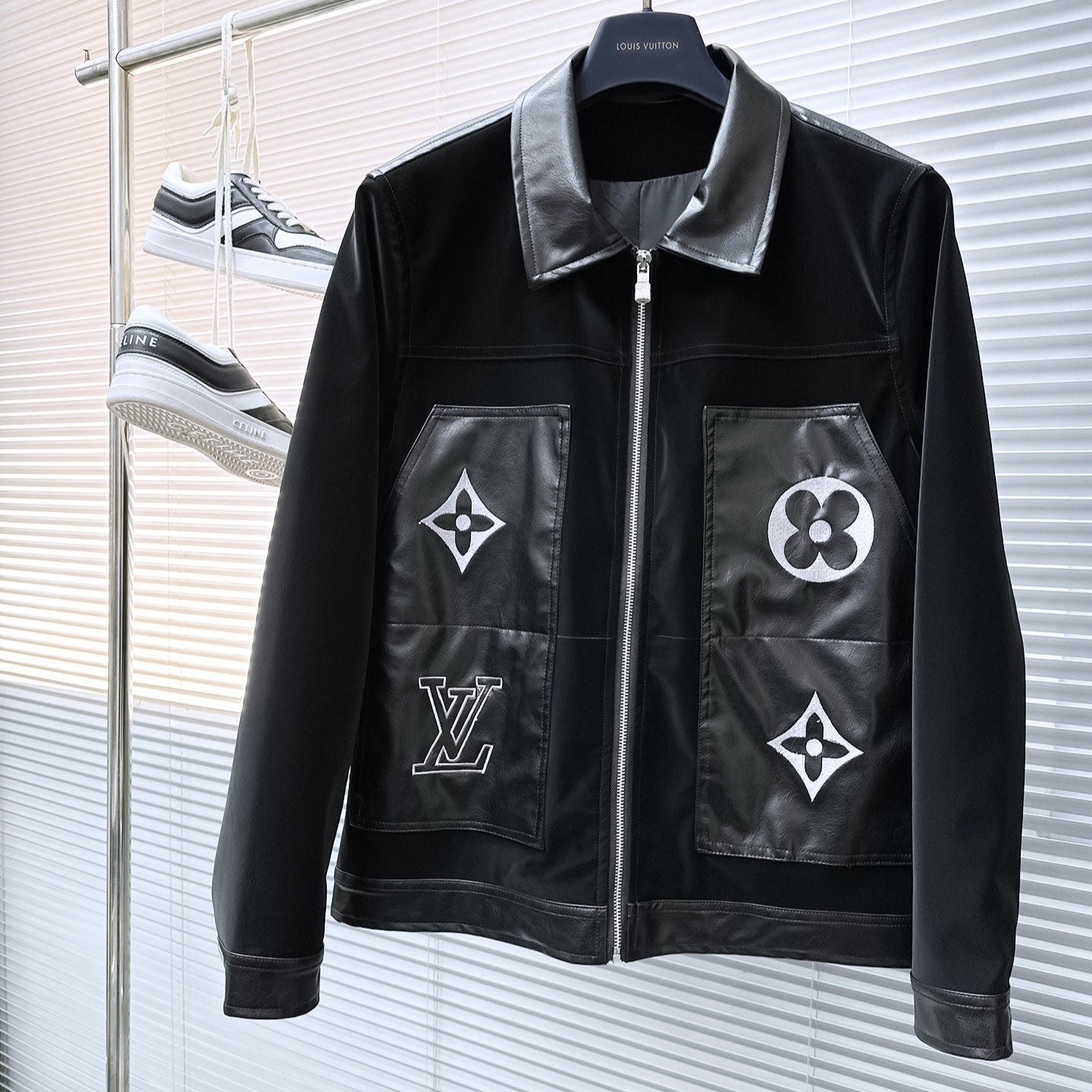 LOUIS VUITTON LV SHIRT JACKET IN BLACK SOFT CALFSKIN 239124