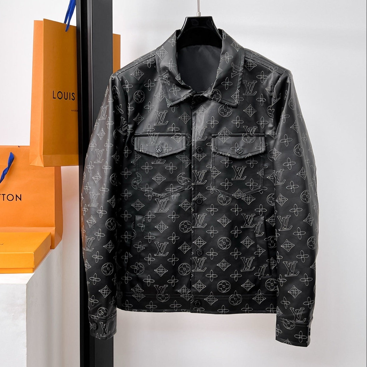 LOUIS VUITTON LV BLACK MONOGRAM DENIM JACKET 239528