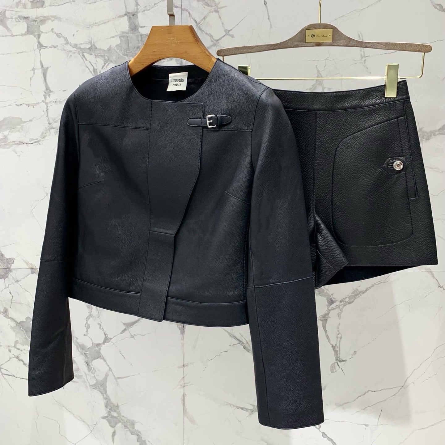 HERMES HERMES 25S LEATHER JACKET WITH LEATHER SHORTS 528564