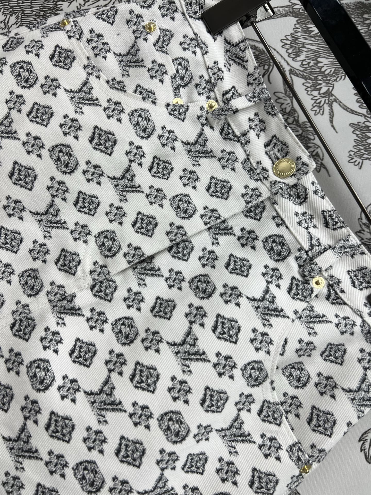 LOUIS VUITTON LV JACQUARD PATTERN DENIM SKIRT 274631