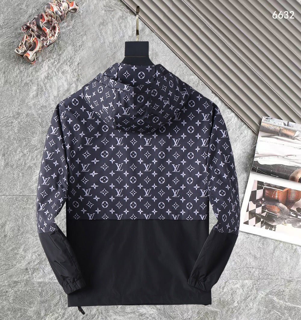 LOUIS VUITTON LV HOODED JACKET NAVY BLUE MONOGRAM AND BLACK 239169