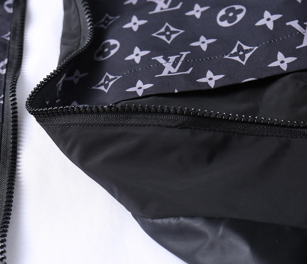 LOUIS VUITTON LV HOODED JACKET NAVY BLUE MONOGRAM AND BLACK 239169