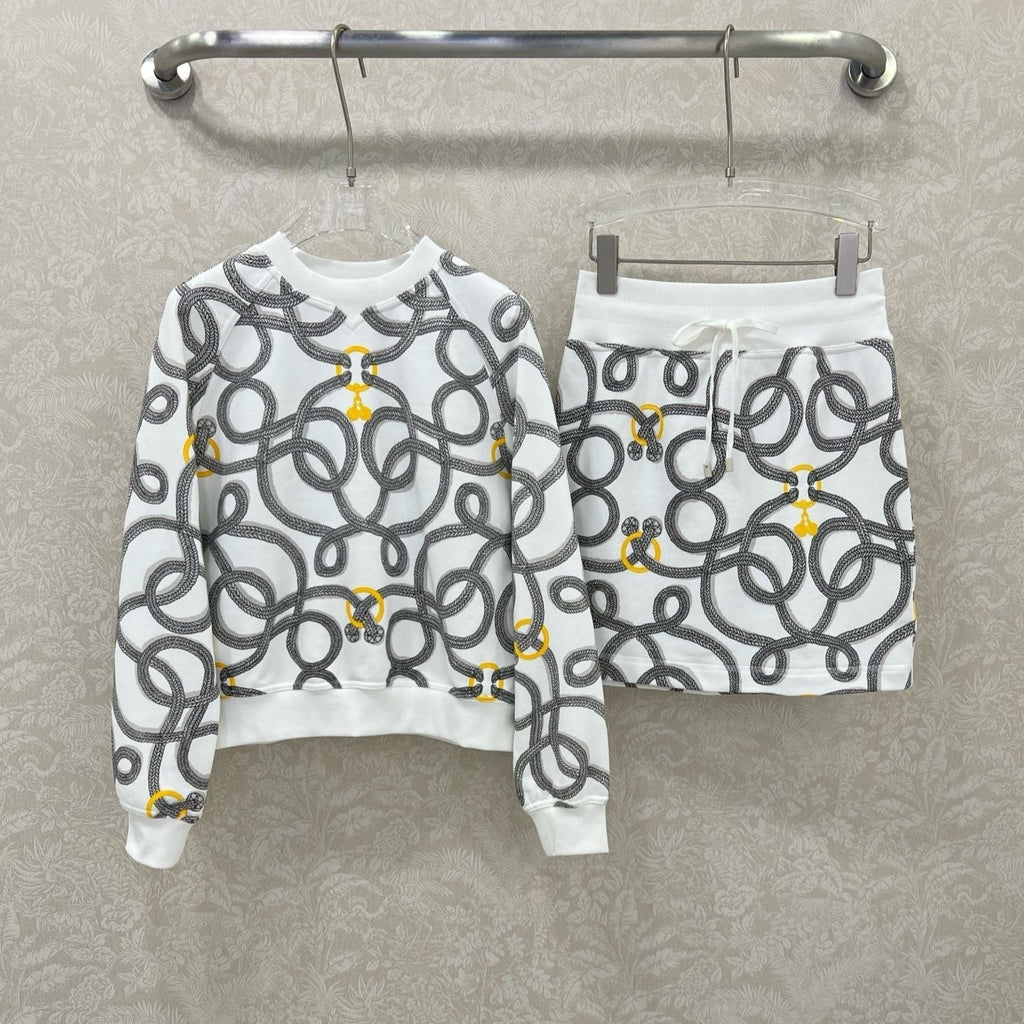 HERMES HERMES PRINTED SWEATSHIRT AND SKIRT SET 275203