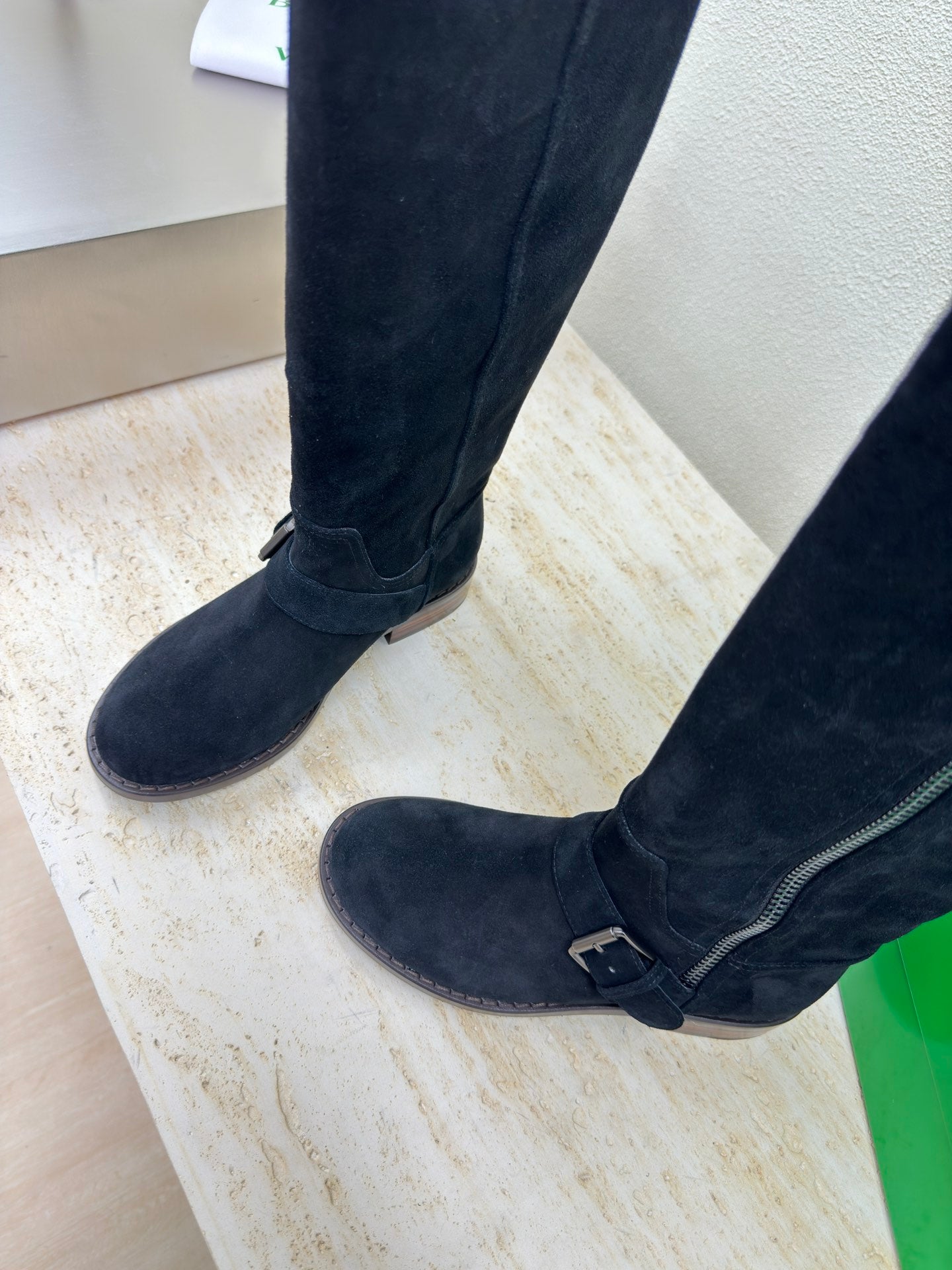 BOTTEGA VENETA KNEE HIGH BOOT IN BLACK SUEDE