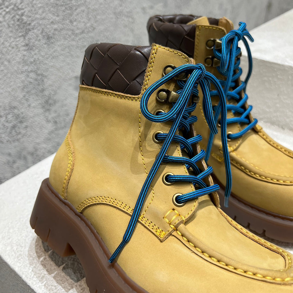 BOTTEGA VENETA HADDOCK LACE-UP ANKLE BOOT IN CIDER BROWN SUEDE