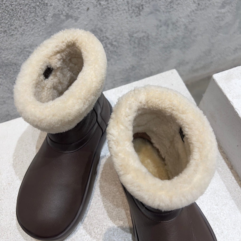 BOTTEGA VENETA ANKLE BOOTS IN CHOCOLATE BROWN LAMBSKIN WITH SHEARLING LINING