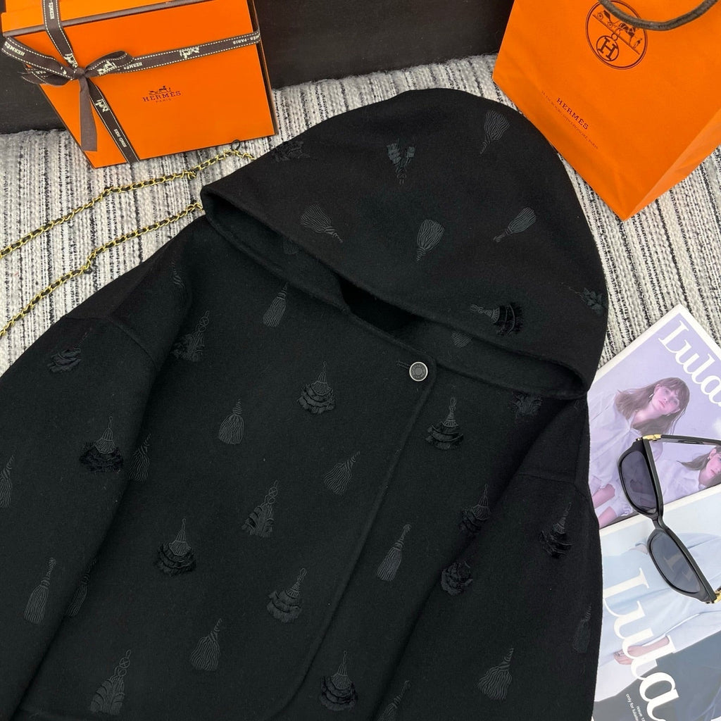 HERMES 25S REVERSIBLE SHORT CASERE HOODED COAT 013