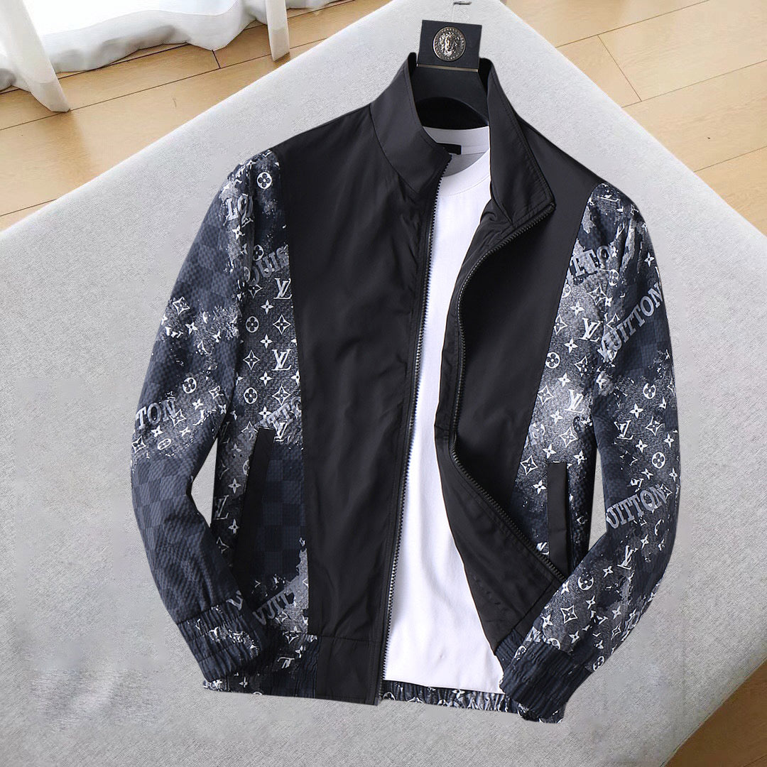 LOUIS VUITTON LV BLACK MIX NAVY BLUE MONOGRAM AND DAMIER JACKET 239054