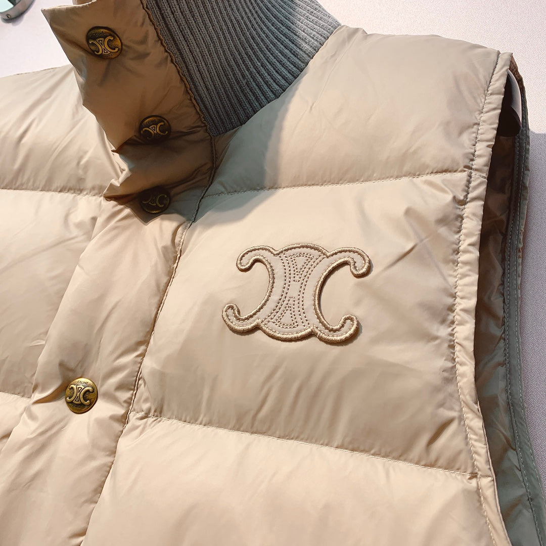 CELINE 25S UFFER VEST WITH KNIT COLLAR 0044