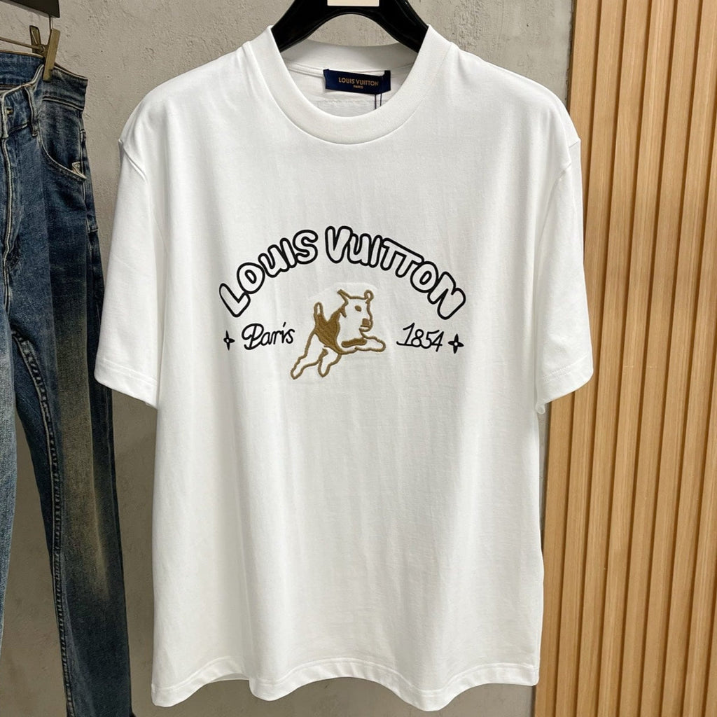 LOUIS VUITTON LV T-SHIRT IN WHITE COTTON LOGO PRINT 238865