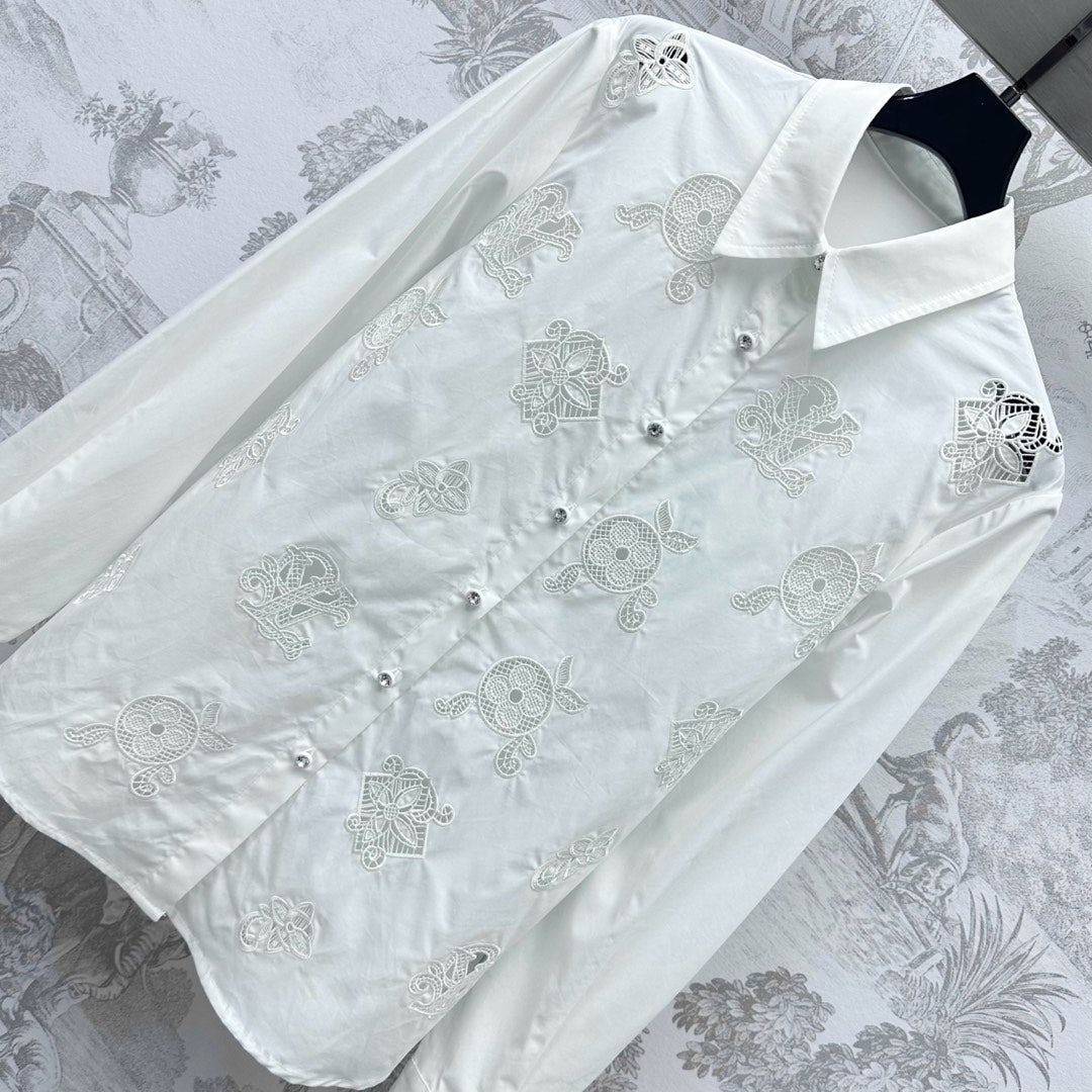 LOUIS VUITTON LV 25S EMBROIDERED HOLLOW SHIRT 264718